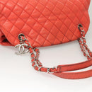 CHANEL Matelasse Chain Shoulder Bag Caviar Skin Orange Silver CC Auth 126379-7