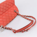 CHANEL Matelasse Chain Shoulder Bag Caviar Skin Orange Silver CC Auth 126379-8
