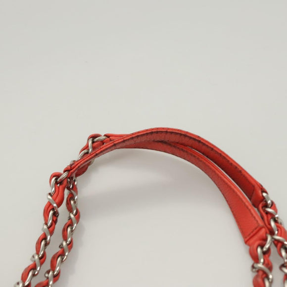 CHANEL Matelasse Chain Shoulder Bag Caviar Skin Orange Silver CC Auth 126379