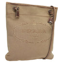 PRADA Shoulder Bag Canvas Brown Gold Auth 126381-1