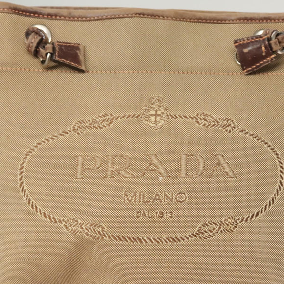 PRADA Shoulder Bag Canvas Brown Gold Auth 126381