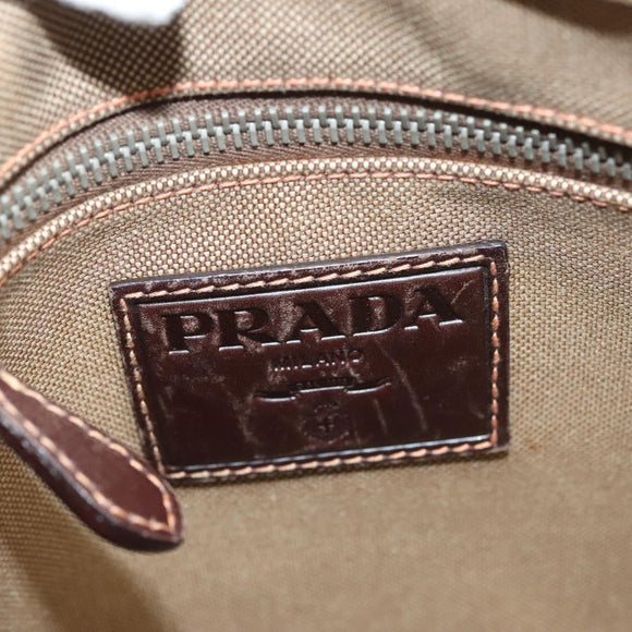 PRADA Shoulder Bag Canvas Brown Gold Auth 126381