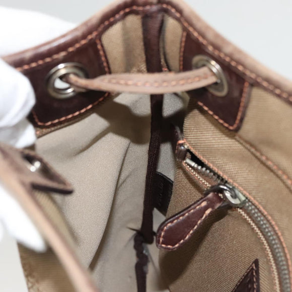 PRADA Shoulder Bag Canvas Brown Gold Auth 126381