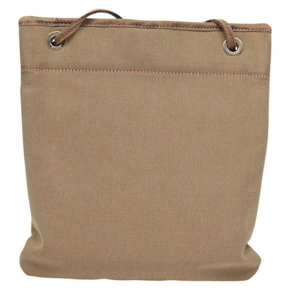 PRADA Shoulder Bag Canvas Brown Gold Auth 126381