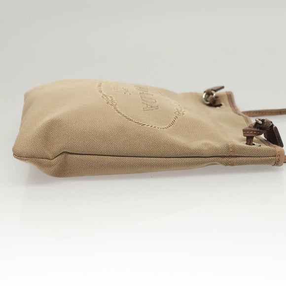PRADA Shoulder Bag Canvas Brown Gold Auth 126381
