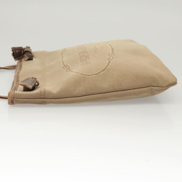 PRADA Shoulder Bag Canvas Brown Gold Auth 126381