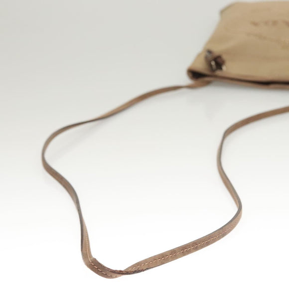 PRADA Shoulder Bag Canvas Brown Gold Auth 126381