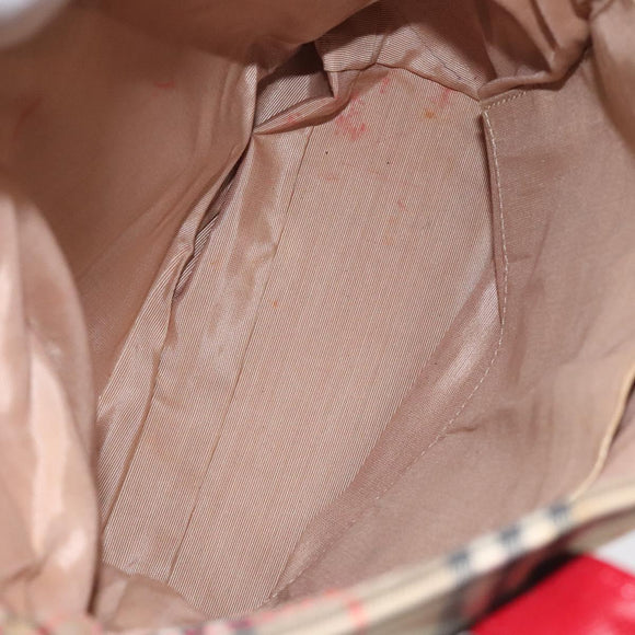 BURBERRY Nova Check Tote Bag Canvas Red Beige gold Auth 126393