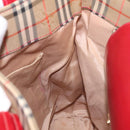 BURBERRY Nova Check Tote Bag Canvas Red Beige gold Auth 126393-18