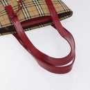 BURBERRY Nova Check Tote Bag Canvas Red Beige gold Auth 126393-7