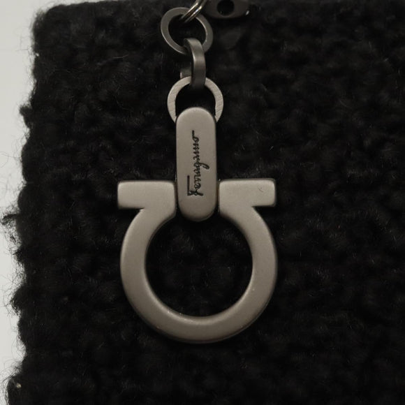 Salvatore Ferragamo Gancini Hand Bag Wool 2way Black Auth 126395