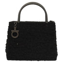 Salvatore Ferragamo Gancini Hand Bag Wool 2way Black Auth 126395-13