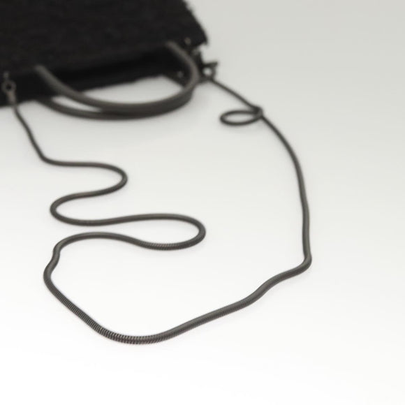 Salvatore Ferragamo Gancini Hand Bag Wool 2way Black Auth 126395