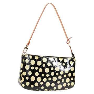 LOUIS VUITTON Vernis Yayoi Kusama Pochette Accessoires Black M91427 Auth 126419V