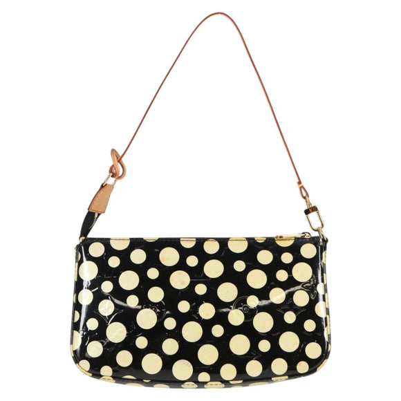 LOUIS VUITTON Vernis Yayoi Kusama Pochette Accessoires Black M91427 Auth 126419SAV