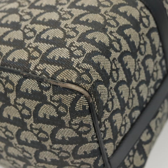 Christian Dior Trotter Canvas Boston Bag Navy Gold Auth 126426