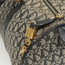 Christian Dior Trotter Canvas Boston Bag Navy Gold Auth 126426-10