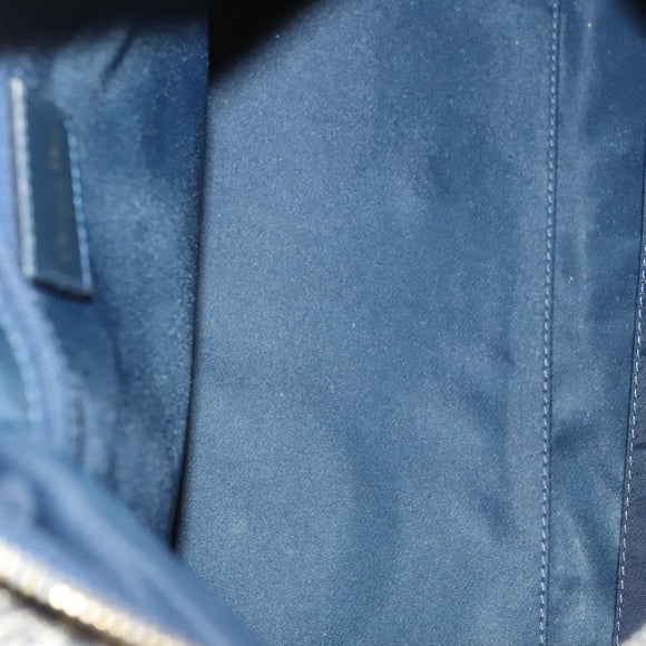 Christian Dior Trotter Canvas Boston Bag Navy Gold Auth 126426