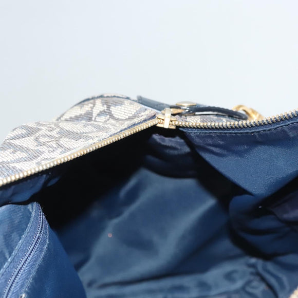 Christian Dior Trotter Canvas Boston Bag Navy Gold Auth 126426