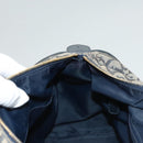 Christian Dior Trotter Canvas Boston Bag Navy Gold Auth 126426-19