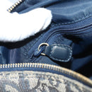 Christian Dior Trotter Canvas Boston Bag Navy Gold Auth 126426-20