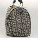 Christian Dior Trotter Canvas Boston Bag Navy Gold Auth 126426-3