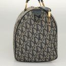 Christian Dior Trotter Canvas Boston Bag Navy Gold Auth 126426-4
