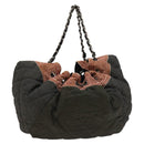 CHANEL Coco Cabas GM Tote Bag Canvas Gray Silver CC Auth 126427-1