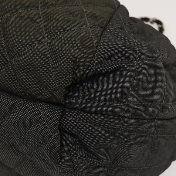 CHANEL Coco Cabas GM Tote Bag Canvas Gray Silver CC Auth 126427