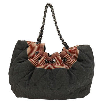 CHANEL Coco Cabas GM Tote Bag Canvas Gray Silver CC Auth 126427 - 0