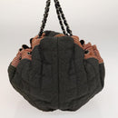 CHANEL Coco Cabas GM Tote Bag Canvas Gray Silver CC Auth 126427-3