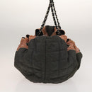 CHANEL Coco Cabas GM Tote Bag Canvas Gray Silver CC Auth 126427-4