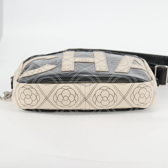 CHANEL Shoulder Bag PVC Black White CC Auth 126428V