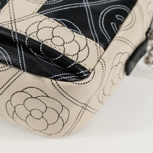 CHANEL Shoulder Bag PVC Black White CC Auth 126428V