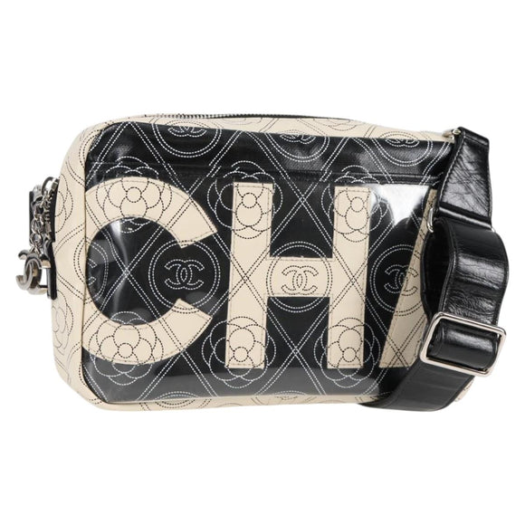 CHANEL Shoulder Bag PVC Black White CC Auth 126428V