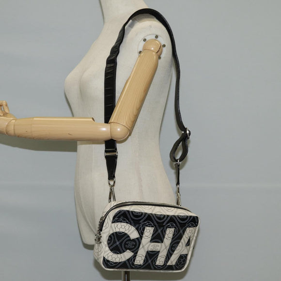 CHANEL Shoulder Bag PVC Black White CC Auth 126428V