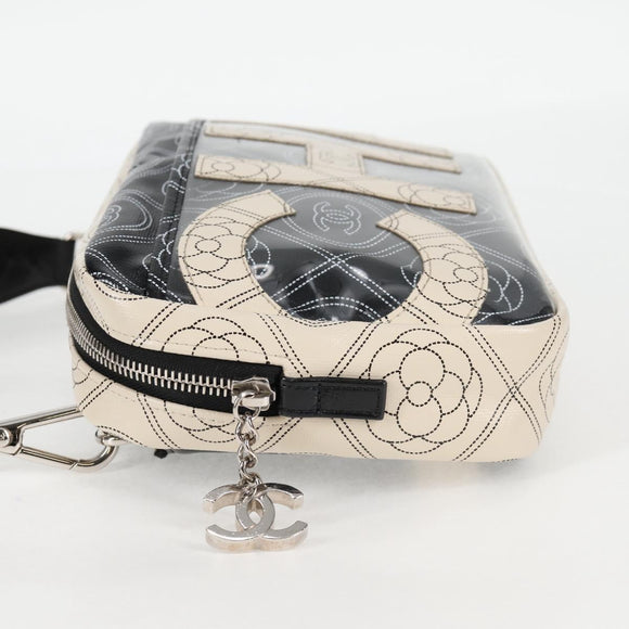 CHANEL Shoulder Bag PVC Black White CC Auth 126428V
