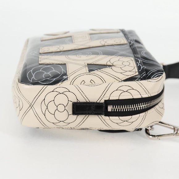 CHANEL Shoulder Bag PVC Black White CC Auth 126428V