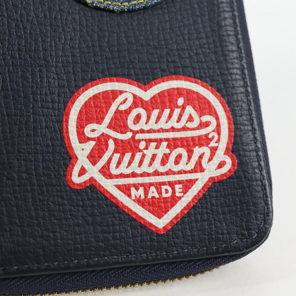LOUIS VUITTON NIGO LV Squared Zippy Wallet Long Wallet Navy M81107 Auth 126433SAM