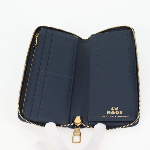 LOUIS VUITTON NIGO LV Squared Zippy Wallet Long Wallet Navy M81107 Auth 126433SAM