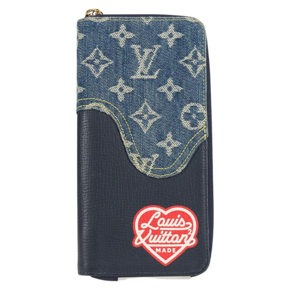 LOUIS VUITTON NIGO LV Squared Zippy Wallet Long Wallet Navy M81107 Auth 126433SAM