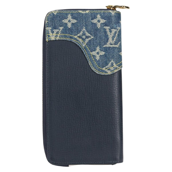 LOUIS VUITTON NIGO LV Squared Zippy Wallet Long Wallet Navy M81107 Auth 126433SAM