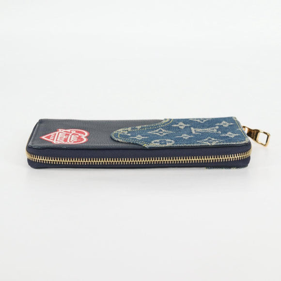 LOUIS VUITTON NIGO LV Squared Zippy Wallet Long Wallet Navy M81107 Auth 126433SAM