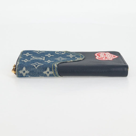 LOUIS VUITTON NIGO LV Squared Zippy Wallet Long Wallet Navy M81107 Auth 126433SAM