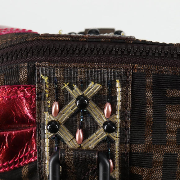 FENDI Zucca Canvas Tote Bag Black Brown Auth 126450V