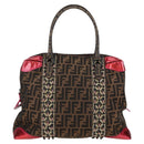 FENDI Zucca Canvas Tote Bag Black Brown Auth 126450V-13