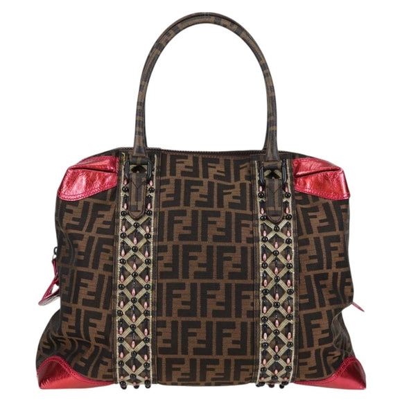 FENDI Zucca Canvas Tote Bag Black Brown Auth 126450V