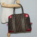 FENDI Zucca Canvas Tote Bag Black Brown Auth 126450V-24