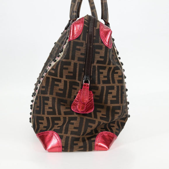 FENDI Zucca Canvas Tote Bag Black Brown Auth 126450V