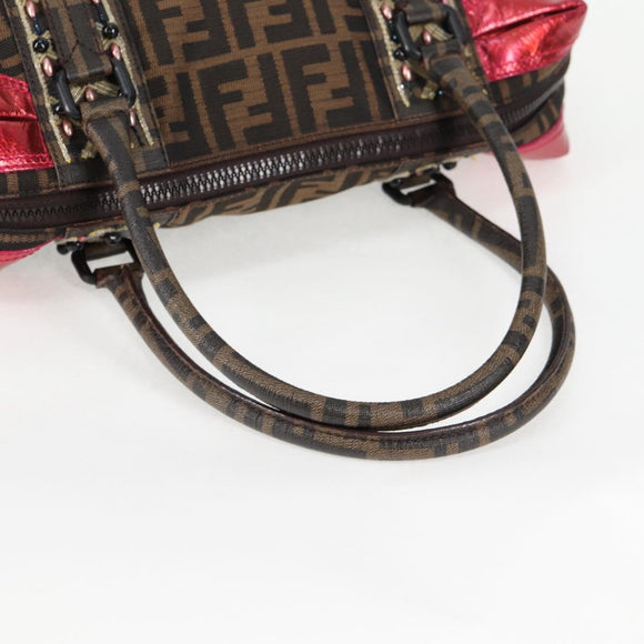 FENDI Zucca Canvas Tote Bag Black Brown Auth 126450V